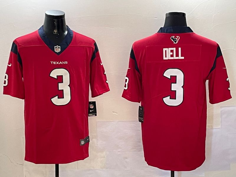 Men Houston Texans #3 Dell Red Second generation 2024 Nike Limited NFL Jersey style 0108